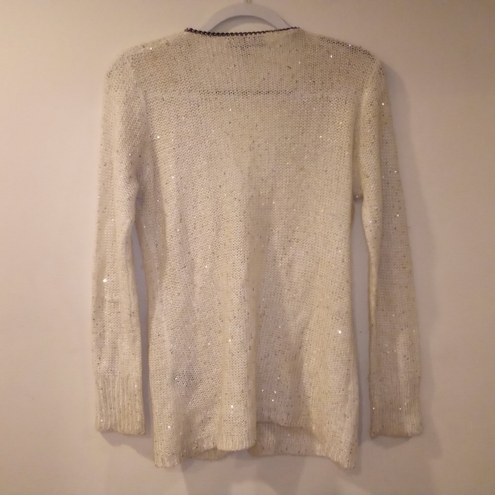 DONATING 6/30/22 Sioni xs  creme sequin and metallic cardigan - Picture 4 of 7